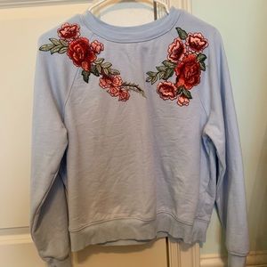 Forever 21 Embroidered Rose Crewneck
